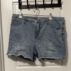 Seven7 Light Blue Distressed Jean Shorts
